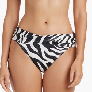 BLEU ROD BEATTIE black white El Marocco Sarong Hipster Bikini swim bottom NWT